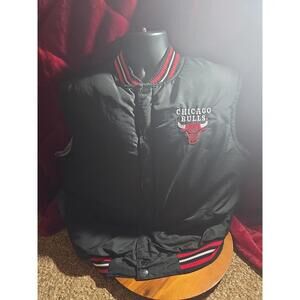 JH Design NBA Chicago Bulls Black Red  Gray Reversible Puffer Vest Mens 2XL